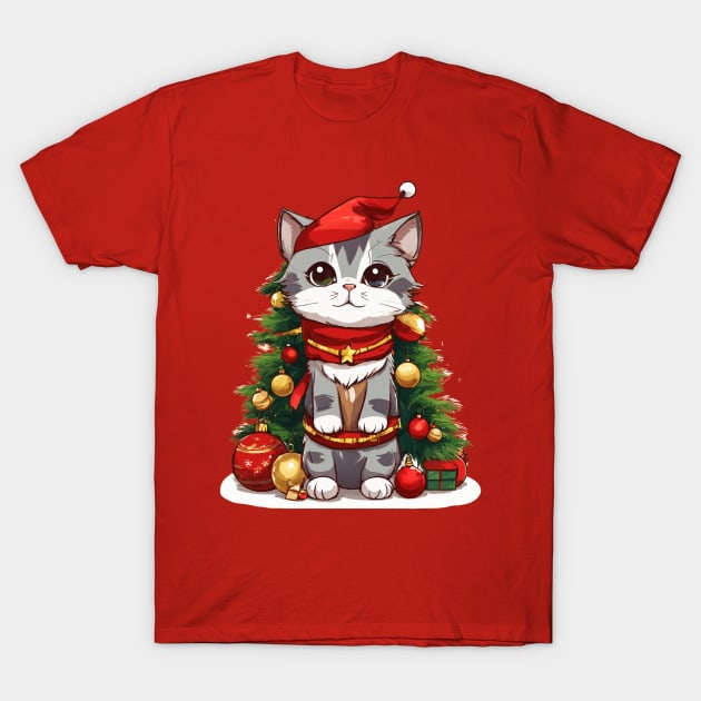 Cute Christmas Cat T-Shirt by DMS DESIGN